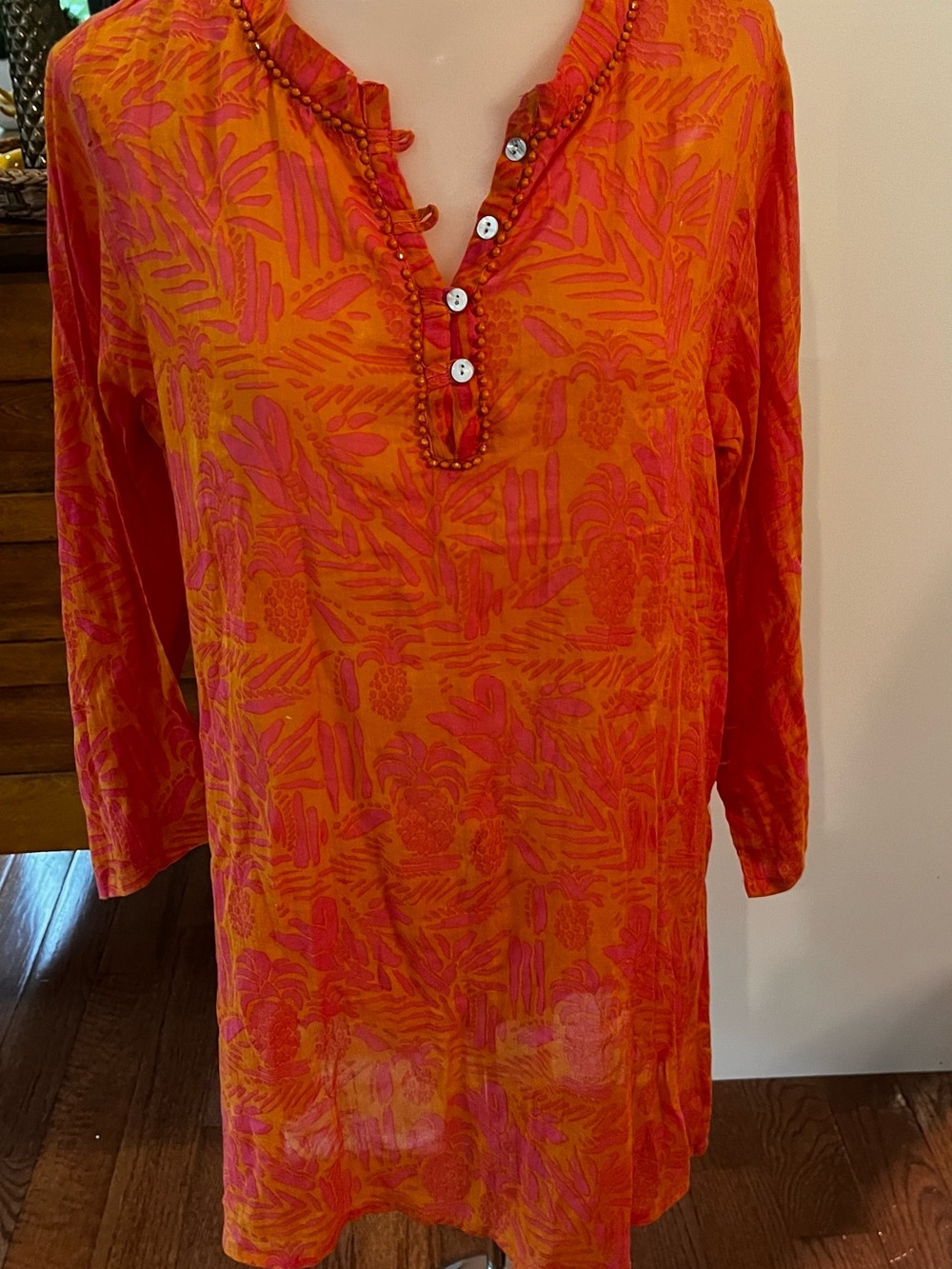 Rock Flower Paper Tropics Pink Beach Cover-Up size S